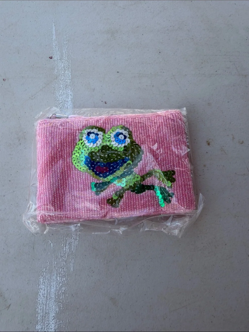 NWT Vintage 2000s Y2K Ermo Sequin Frog Pink Wrist Wallet